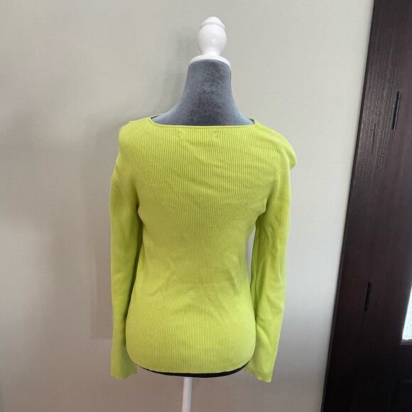 Samsøe Samsøe Everly Twist Front Organic Cotton Lime Green Sweater Size XL - Picture 6 of 10